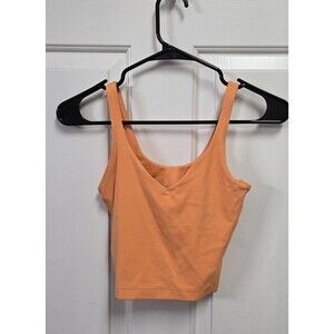 lululemon Align Tank Top Womens Size 2 Orange Cropped Built-In Bra